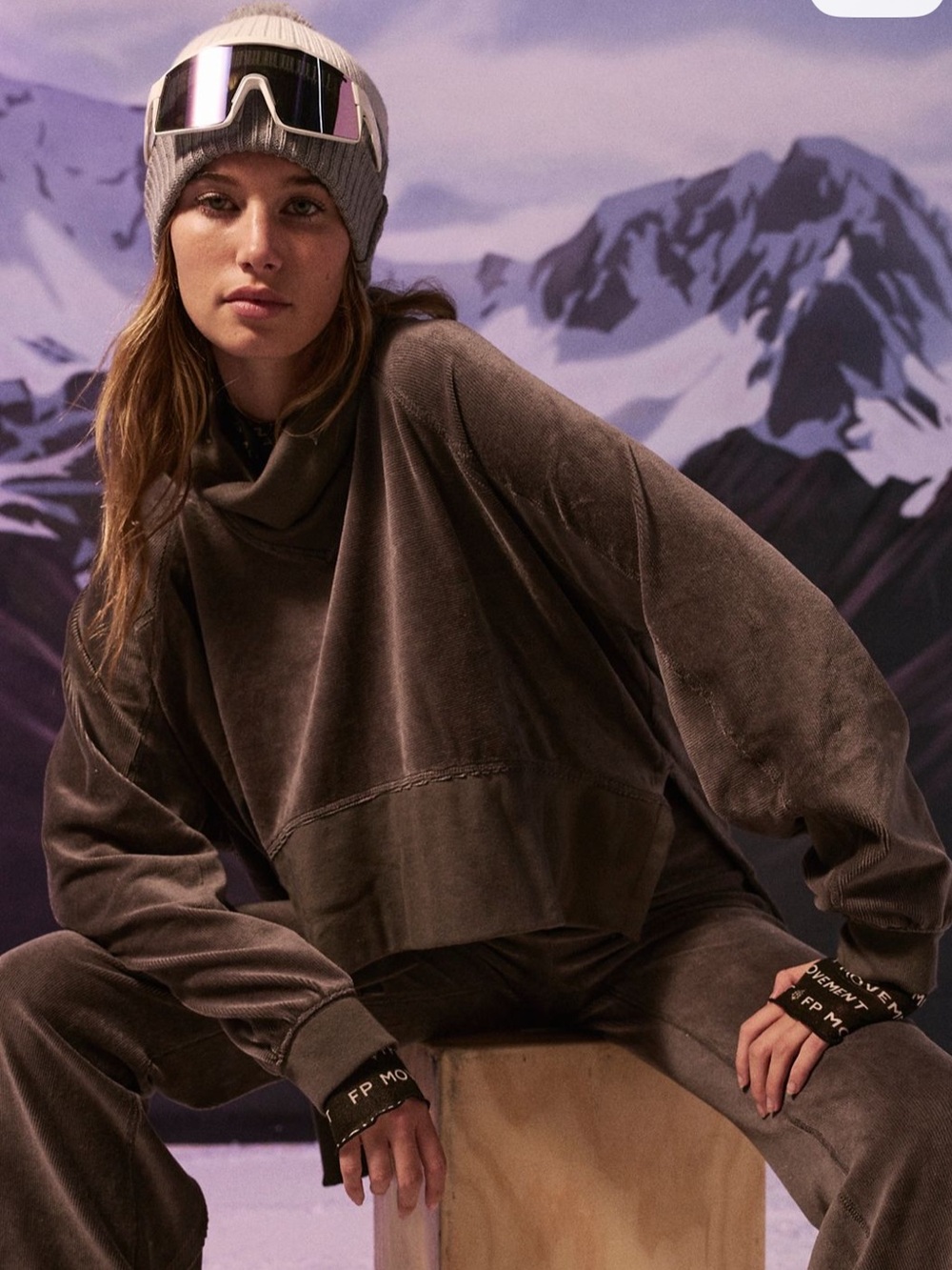 NWT FP Movement by Free People Gray Velvet Cowl Sweatshirt